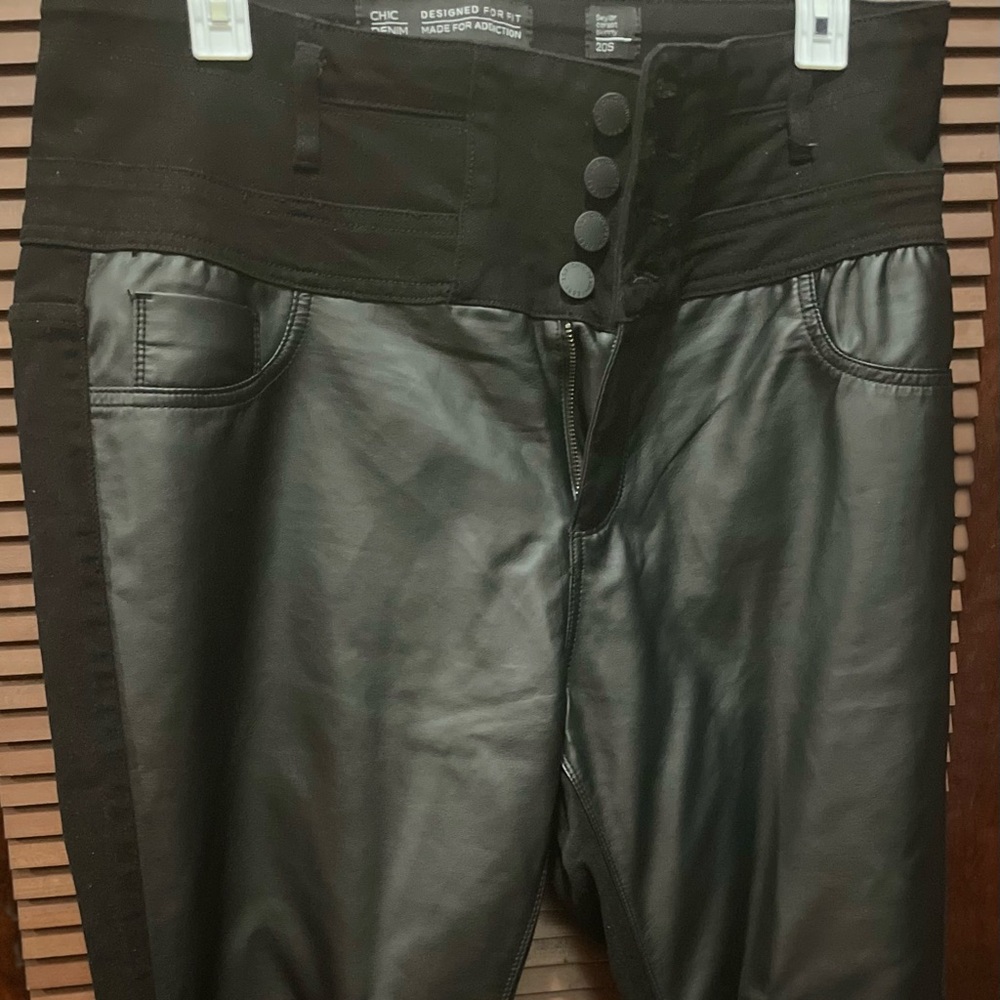 High wasted plus size slim fit jeans/ faux leather pants